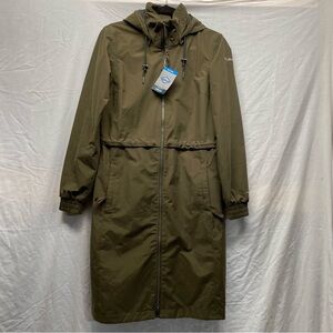 Columbia Firwood Long Jacket NWT Womens X-small Omni Tech Full Zip Hooded Green